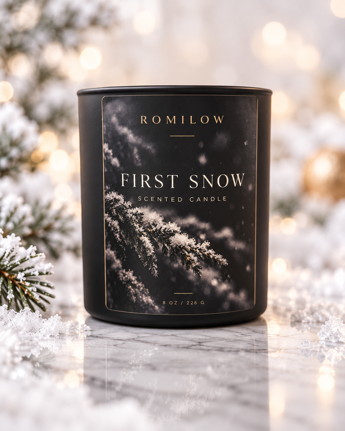 Romilow First Snow 8 oz scented candle, product photo 8