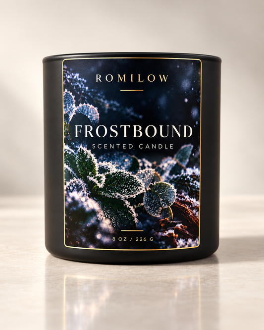 Romilow Frostbound 8 oz scented candle, product photo 1