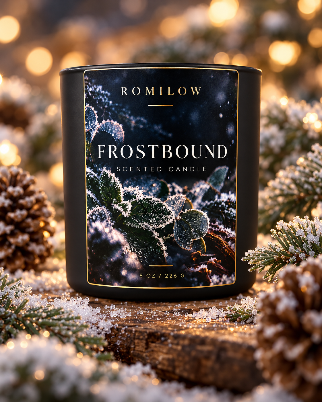 Romilow Frostbound 8 oz scented candle, product photo 8