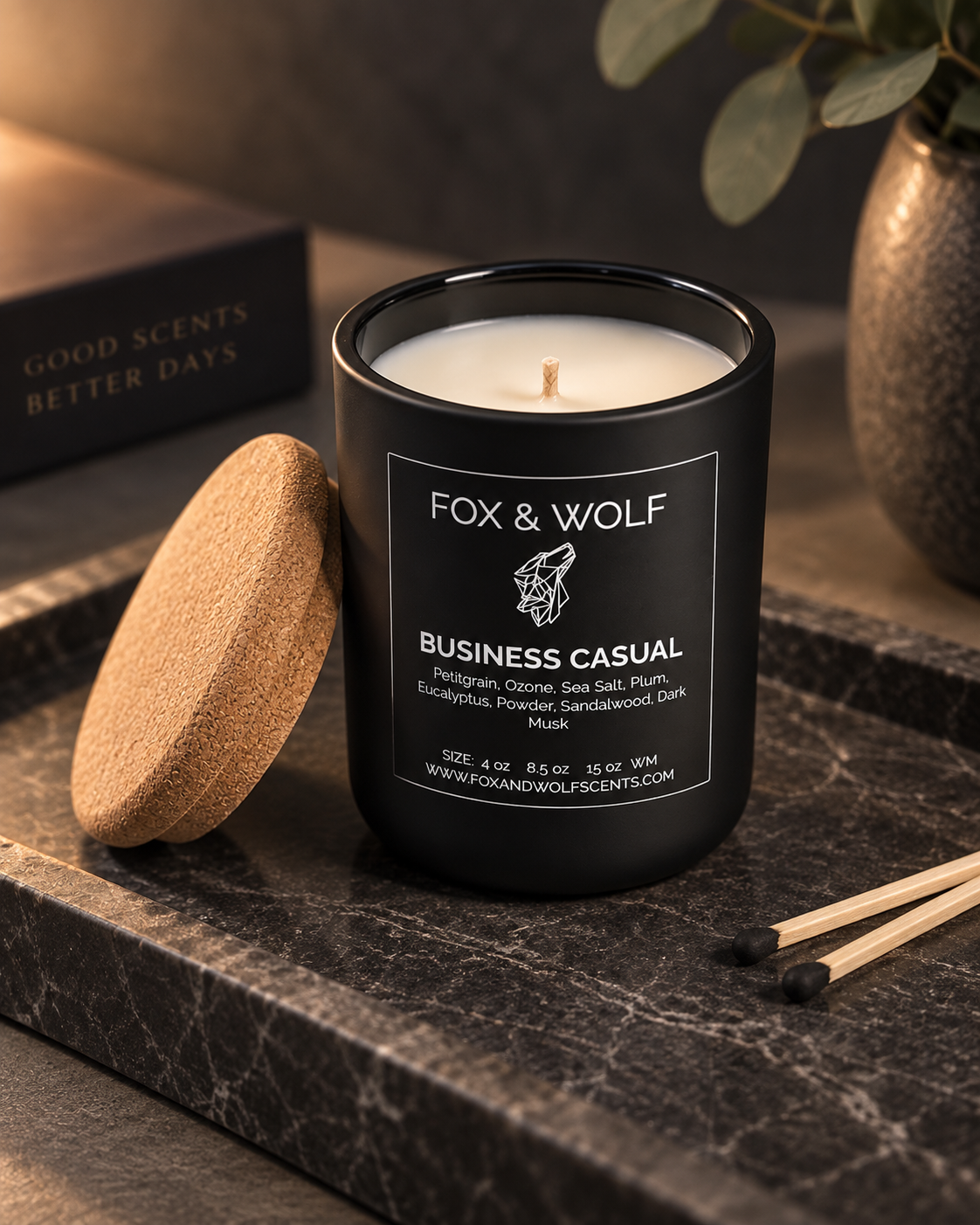 Business Casual — Sea Salt, Plum & Sandalwood — 3 oz Scented Candle — Final Stock