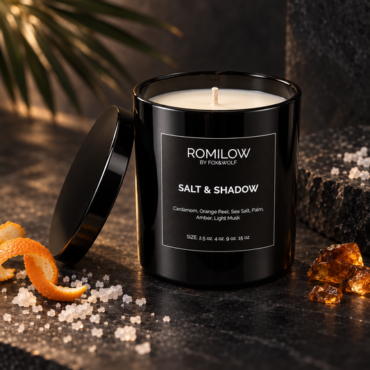 Sea Salt & Amber Scented Candle, 9 oz – Salt & Shadows