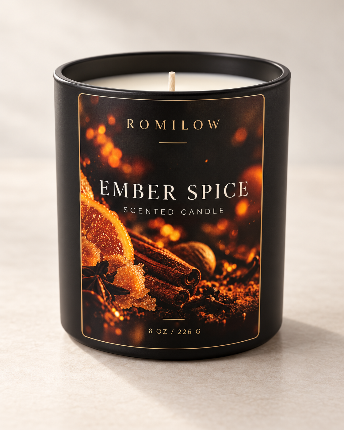 Romilow Ember Spice 8 oz scented candle, product photo 1