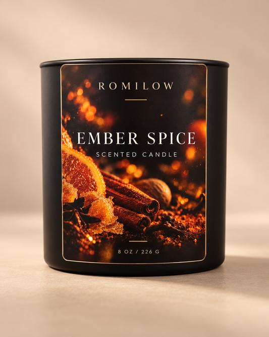 Romilow Ember Spice 8 oz scented candle, product photo 2