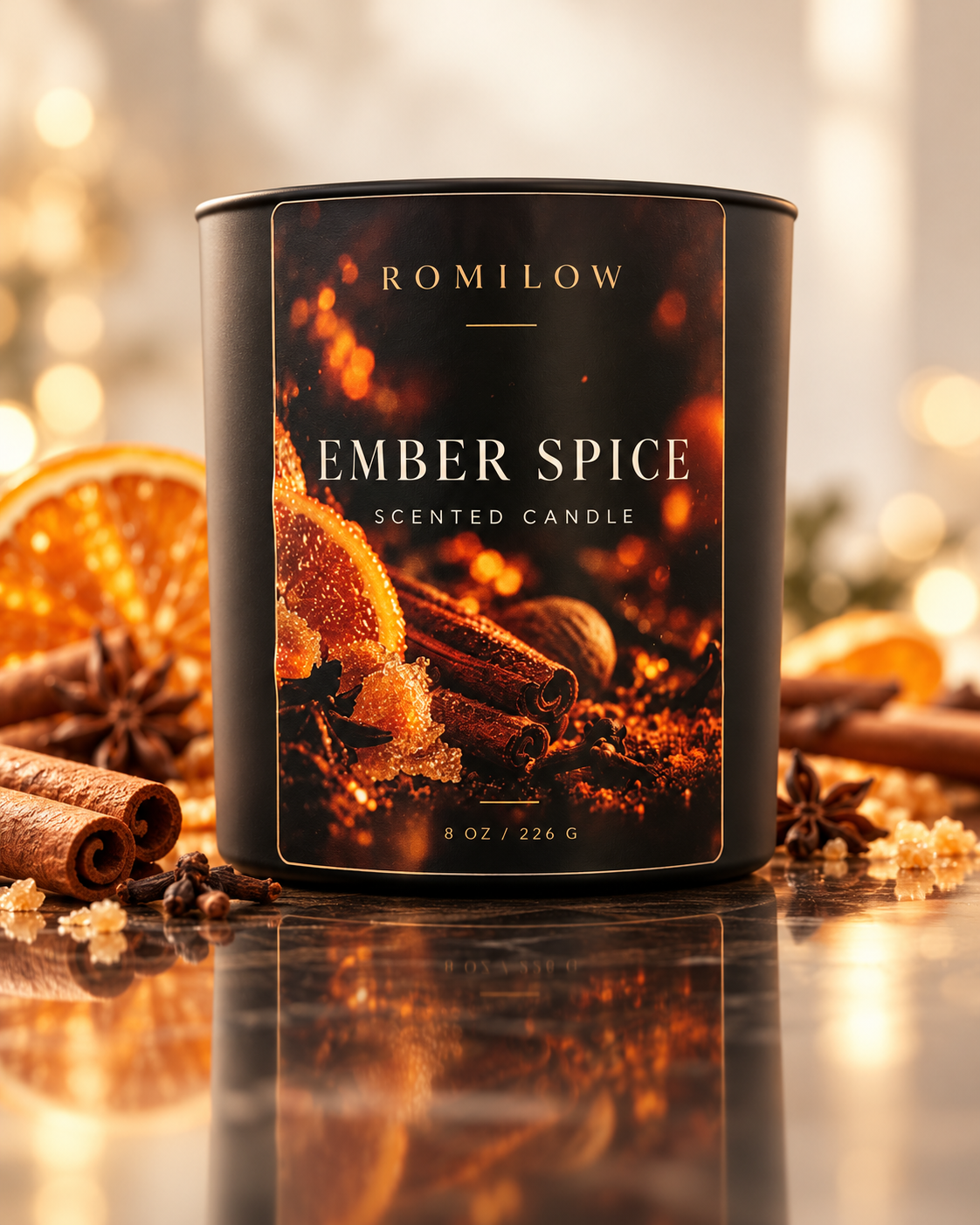 Romilow Ember Spice 8 oz scented candle, product photo 6