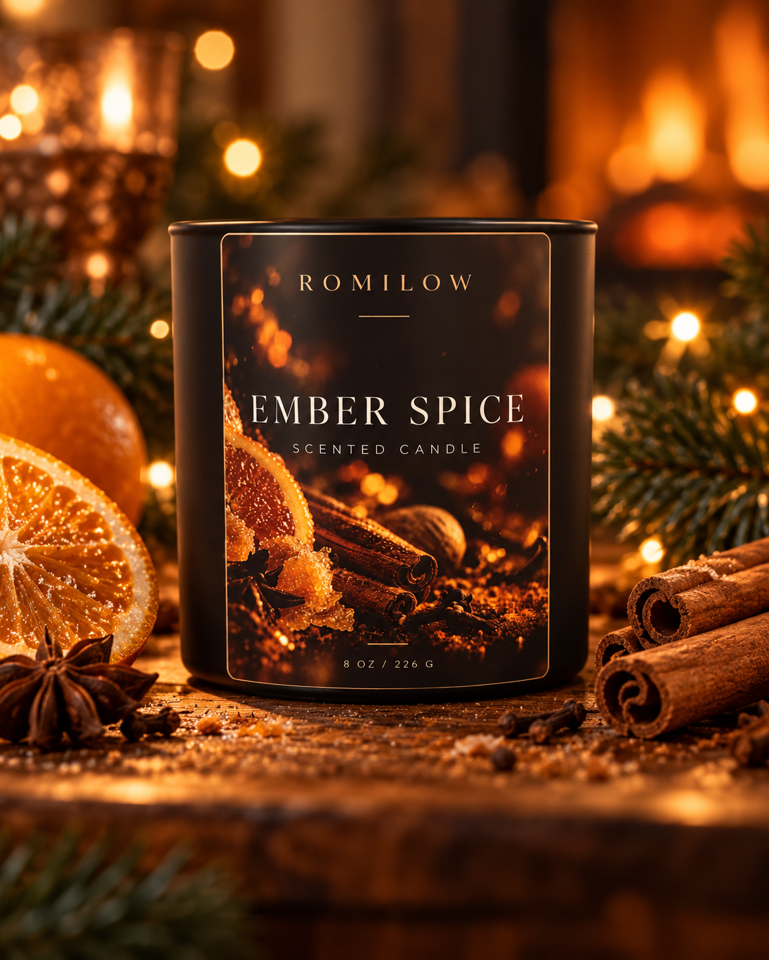 Romilow Ember Spice 8 oz scented candle, product photo 8