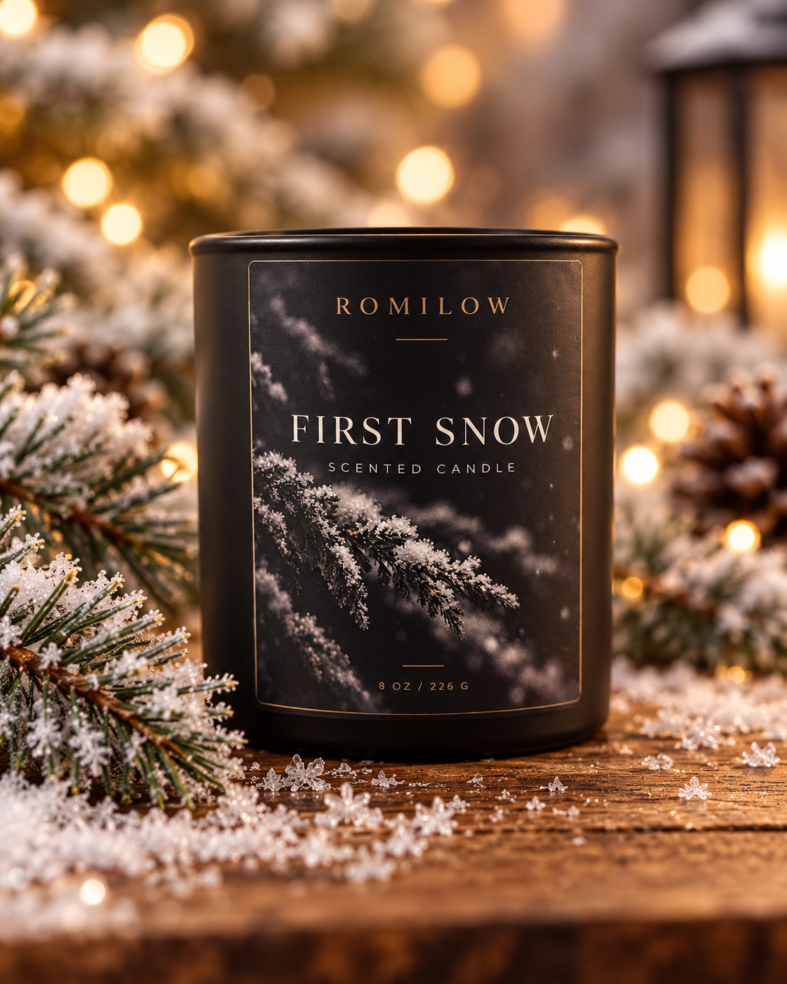 Romilow First Snow 8 oz scented candle, product photo 3