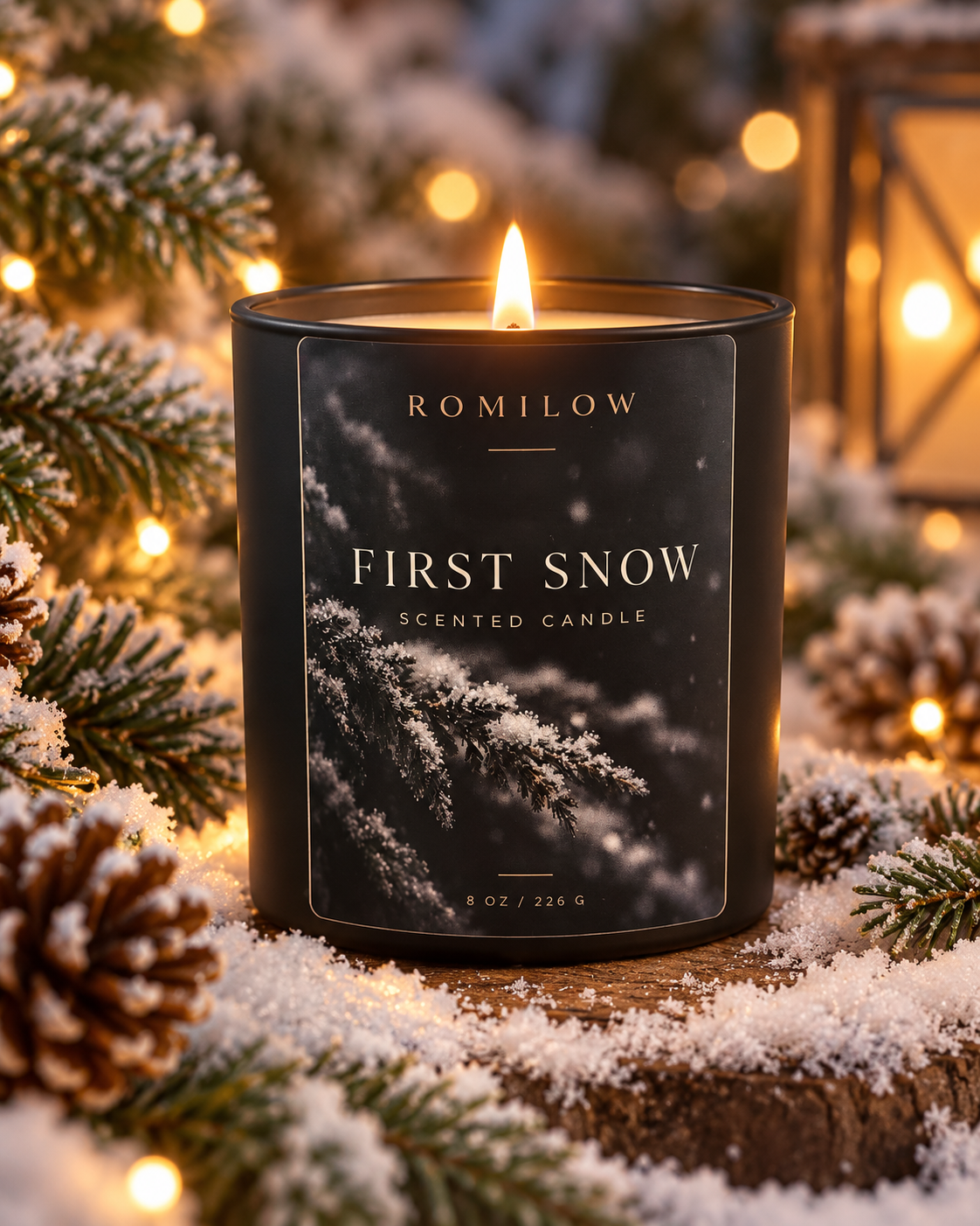 Romilow First Snow 8 oz scented candle, product photo 5
