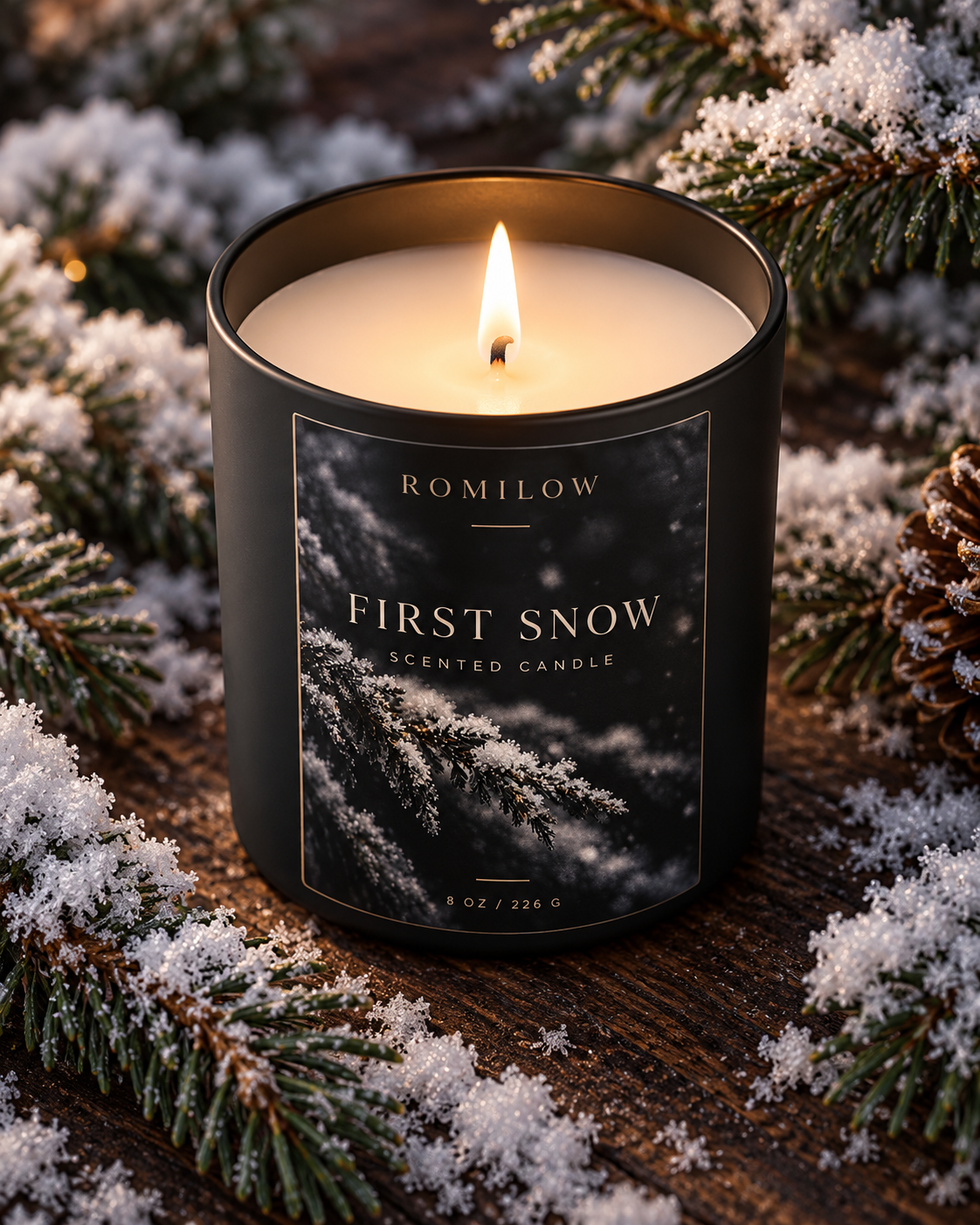 Romilow First Snow 8 oz scented candle, product photo 6