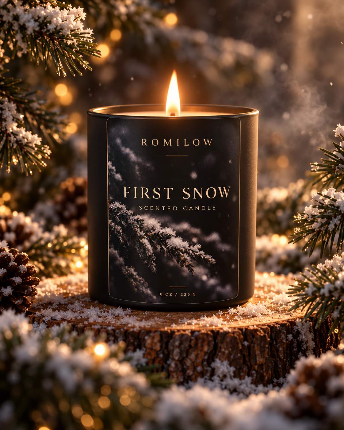 Romilow First Snow 8 oz scented candle, product photo 7
