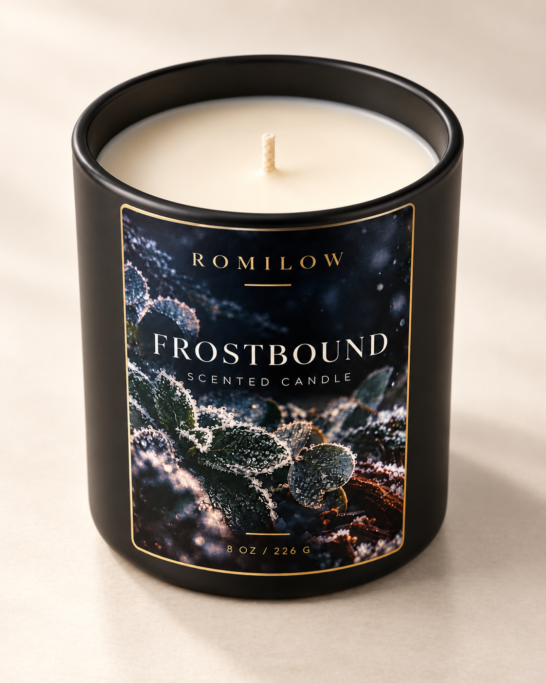 Romilow Frostbound 8 oz scented candle, product photo 2