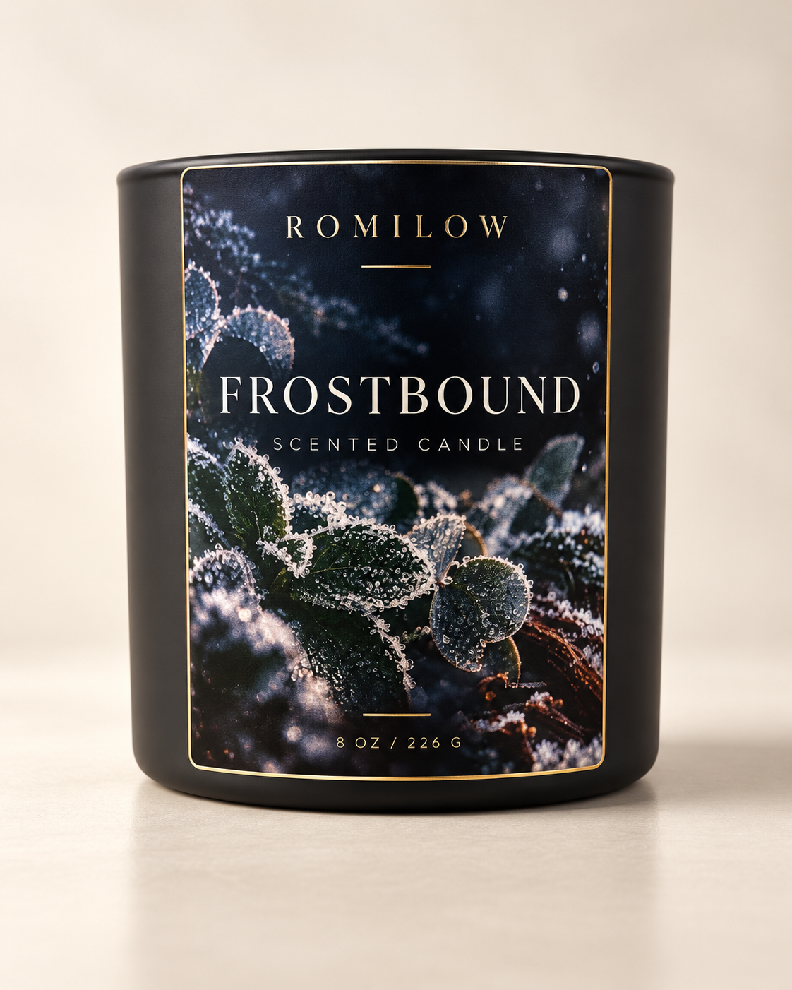 Romilow Frostbound 8 oz scented candle, product photo 3