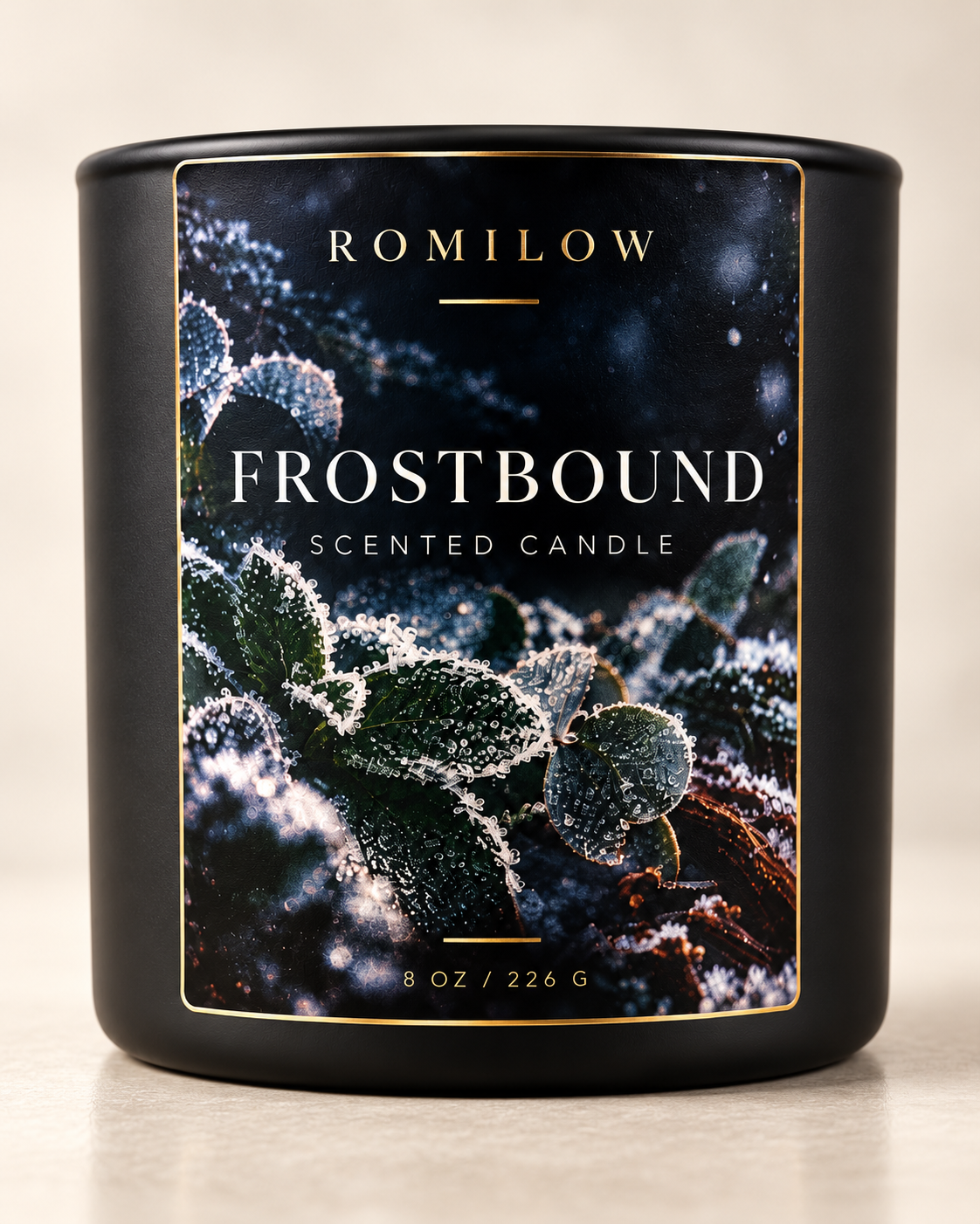 Romilow Frostbound 8 oz scented candle, product photo 4