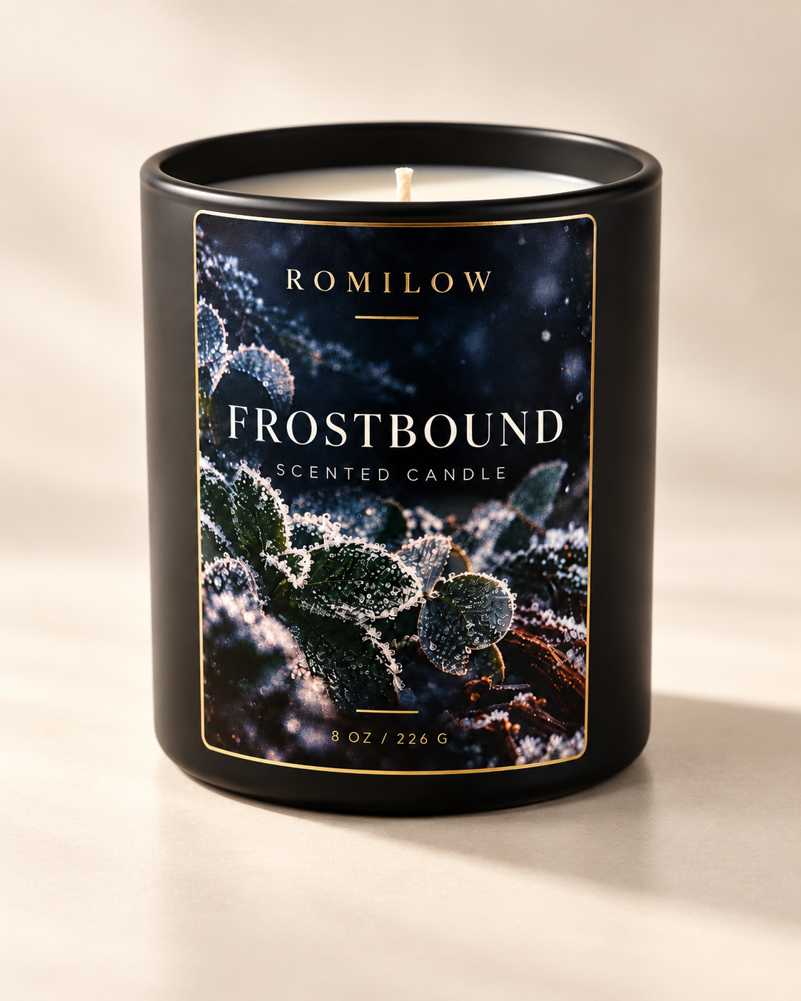 Romilow Frostbound 8 oz scented candle, product photo 5