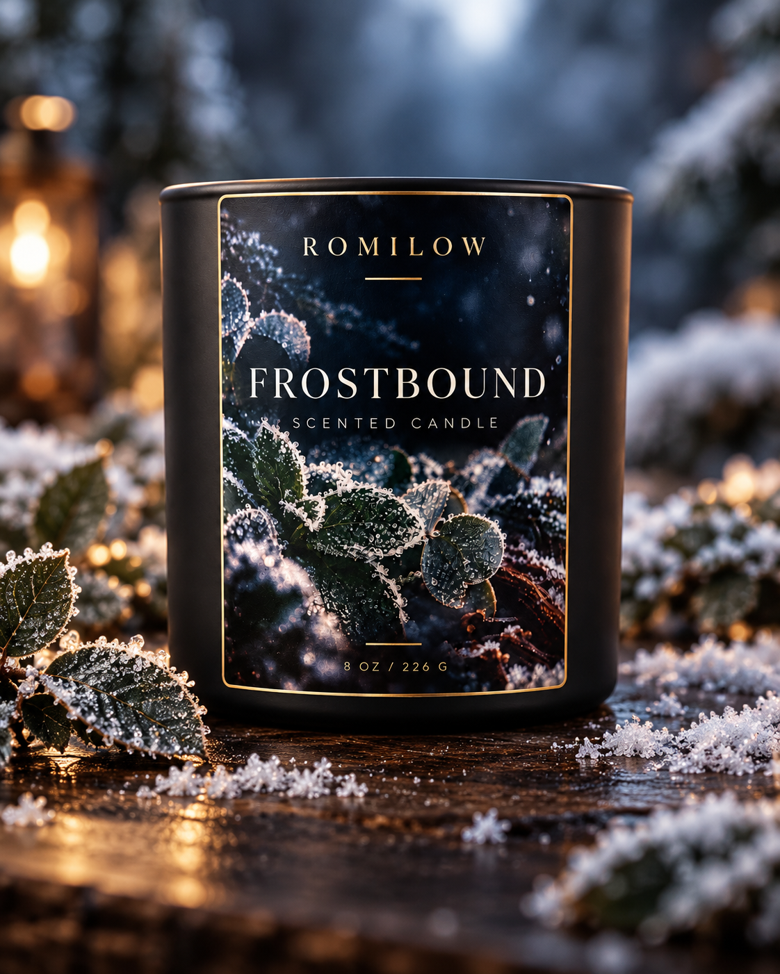 Romilow Frostbound 8 oz scented candle, product photo 6