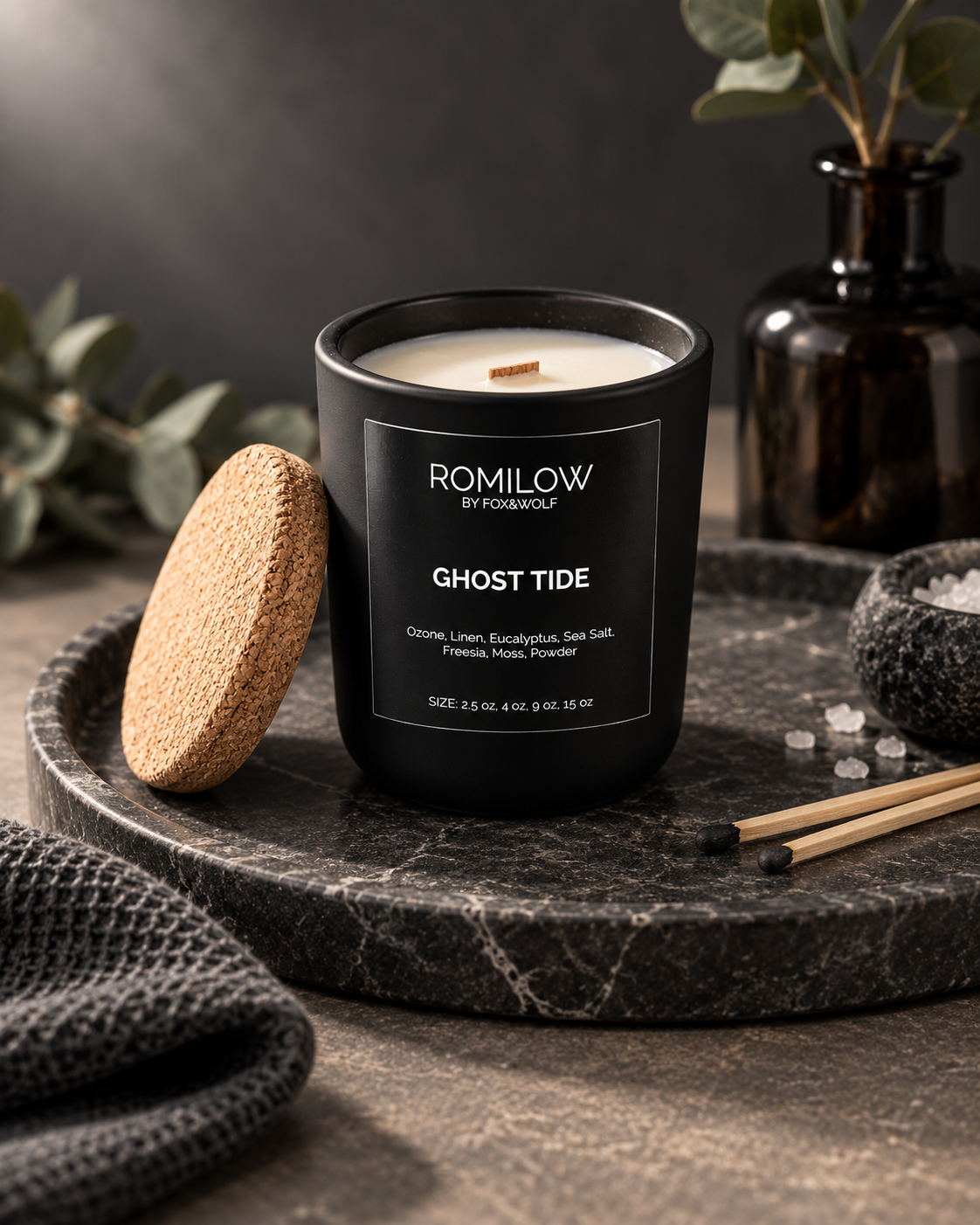 Sea Salt, Amber & Musk Scented Candle, 3 oz – Ghost Tide – Final Stock