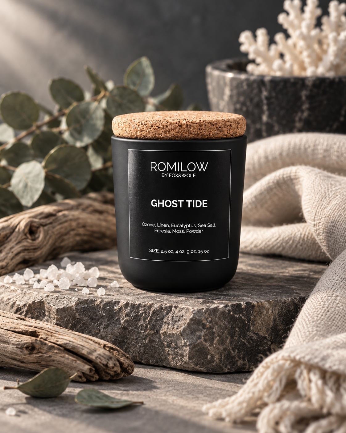 Sea Salt, Amber & Musk Scented Candle, 3 oz – Ghost Tide – Final Stock