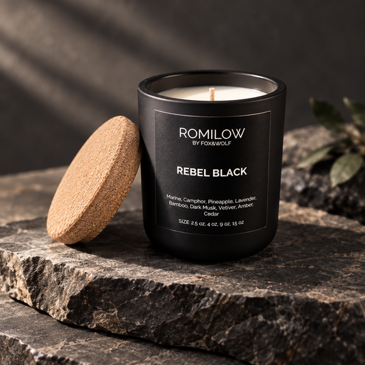 Rebel Black — Marine, Cedar & Dark Musk — 3 oz Scented Candle — Final Stock