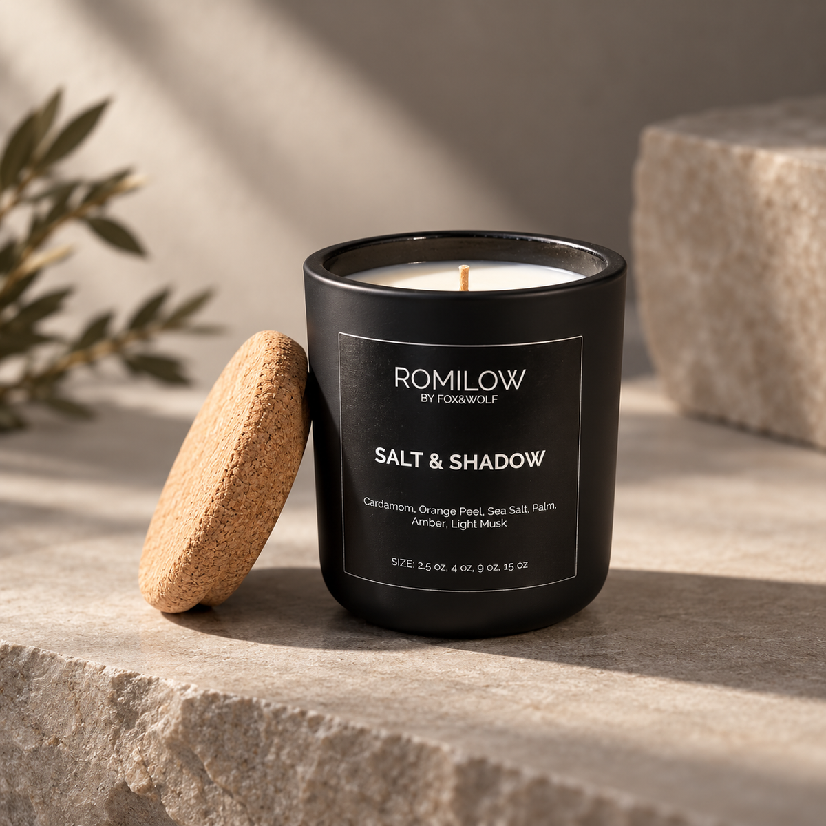 Sea Salt & Amber Scented Candle, 3 oz – Salt & Shadows – Final Stock