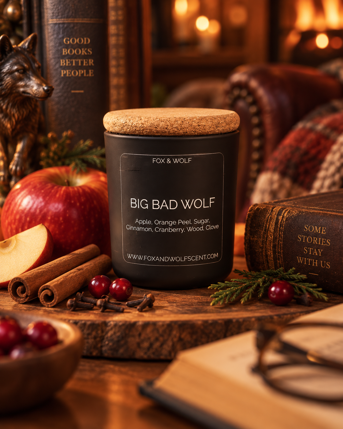 Apple, Cranberry & Spice Scented Candle, 3 oz – Big Bad Wolf – Final Stock