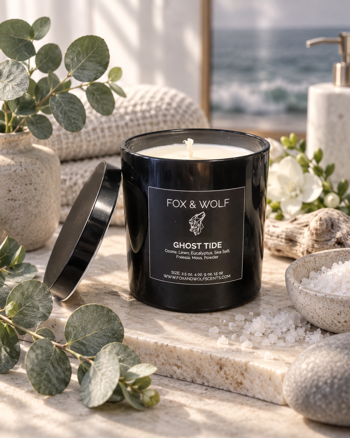 Sea Salt, Amber & Musk Scented Candle, 9 oz – Ghost Tide