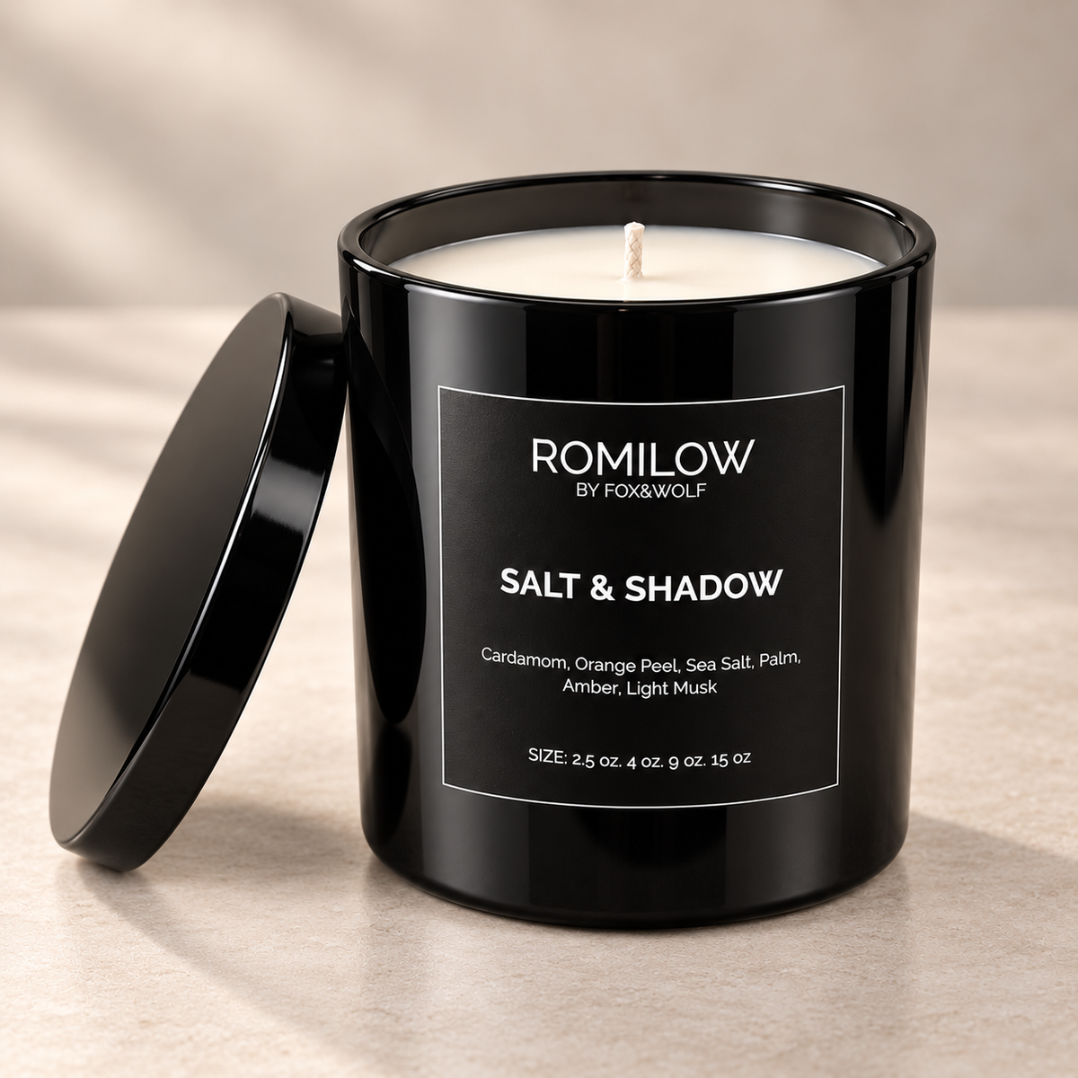 Sea Salt & Amber Scented Candle, 9 oz – Salt & Shadows