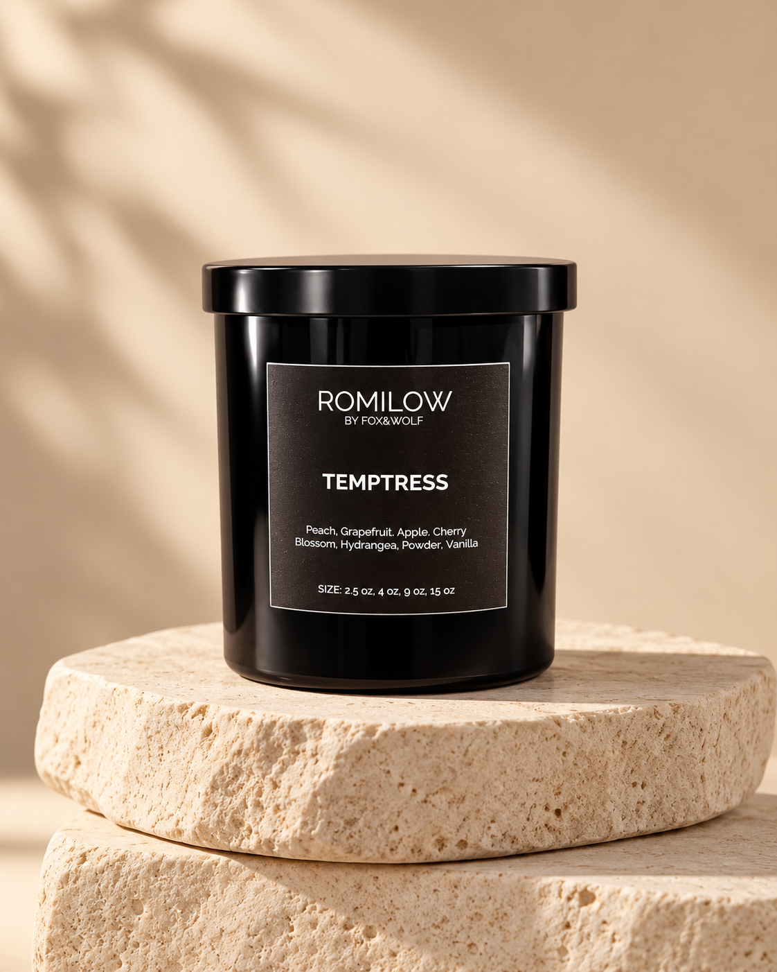 Peach, Cherry Blossom & Vanilla Scented Candle, 9 oz – Temptress
