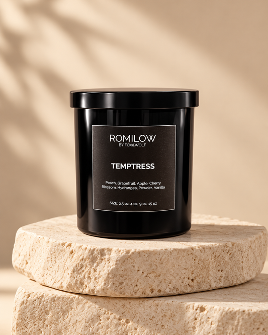 Peach, Cherry Blossom & Vanilla Scented Candle, 9 oz – Temptress