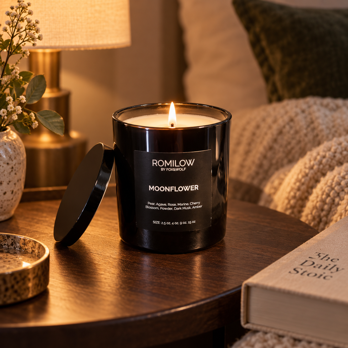 Pear, Cherry Blossom & Amber Scented Candle, 9 oz – Moonflower