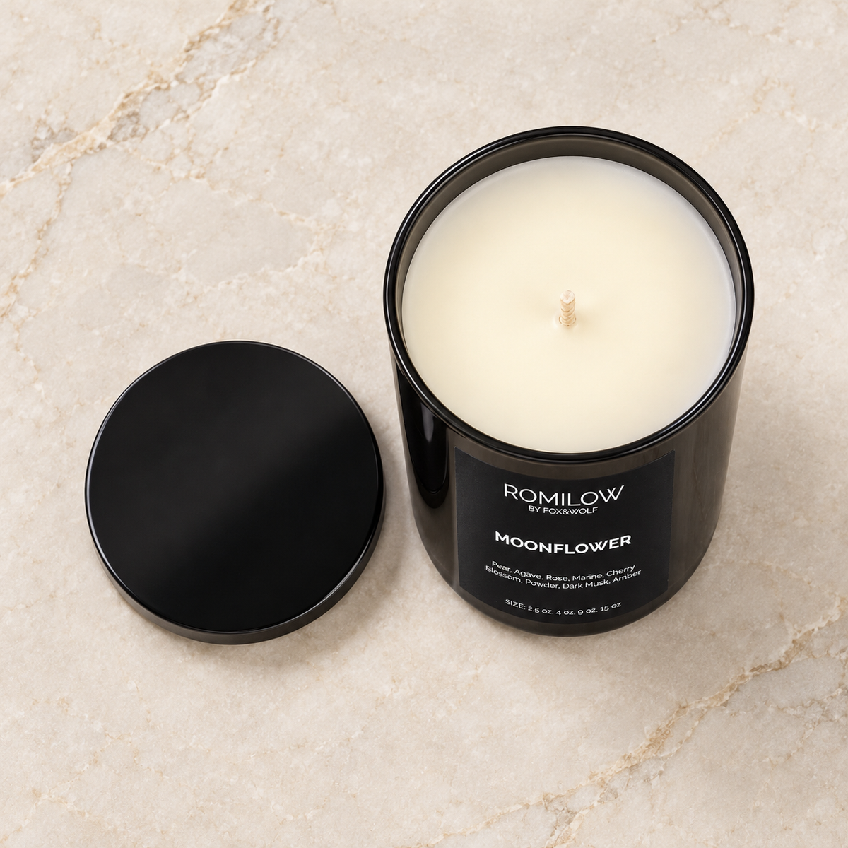 Pear, Cherry Blossom & Amber Scented Candle, 9 oz – Moonflower