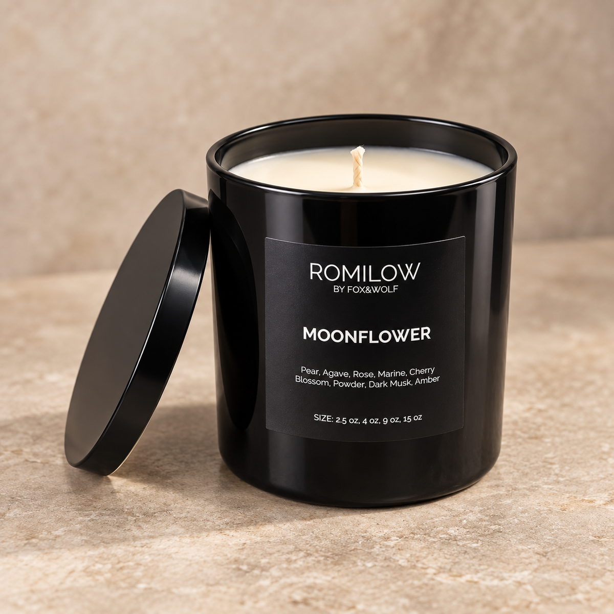 Pear, Cherry Blossom & Amber Scented Candle, 9 oz – Moonflower